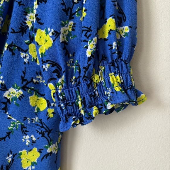 Diane von Furstenberg Jemma Blue Floral Print Midi Dress Sz 0 - Picture 4 of 9